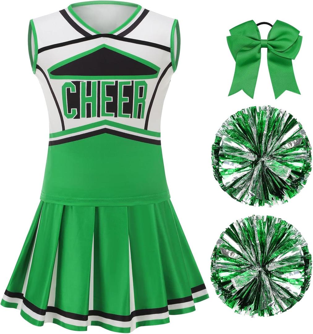 GRAJTCIN Cheerleader Costume for Women Cheerleading Outfit School Cheer Uniform Adult Halloween Party Dress up (Green, S)
