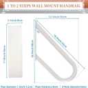 Wall Mount handrails for Outdoor Steps, Garage Railing with White Powder Coat Finished, Suitable for Garage, Porch and Garden 18.9" Length, 1.3"Pipe, White