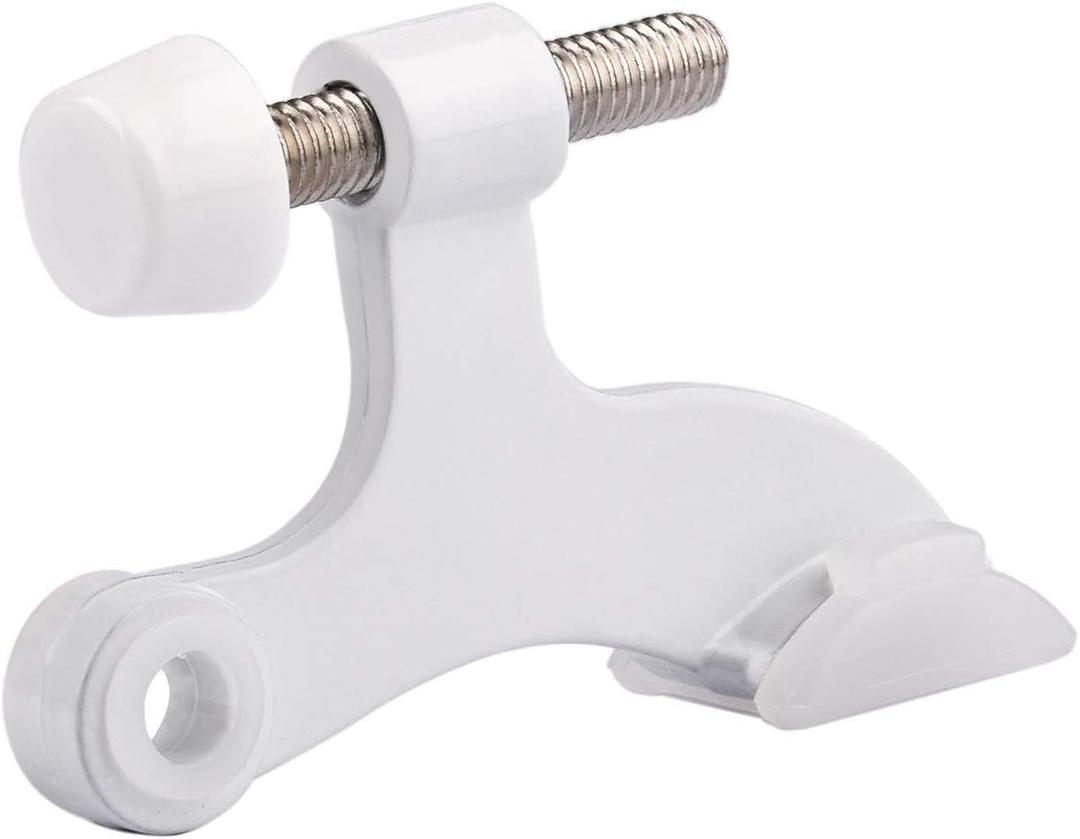 HOMOTEK 12 Pack Hinge Pin White Door Stopper, Adjustable Deluxe Heavy Duty Door Stopper 2-1/2"x1-3/4,with White Rubber Bumper Tips