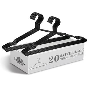 16.5" Heavy Duty Matte Black Metal Hangers 20 Pack, Wire Black Clothes Hangers for Coat Suit, Shirts, Dress, PantsCamisole Wedding Dress (Black, 20Pack)