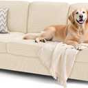 subrtex Slipcover Sets for Sofa, 7 Pieces Stretch Furniture Cover, Wear Resistant, Washable, Checkered Pattern, Ivory (Large)