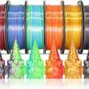 MIKA3D 6 Spools Bicolor Dual Color 1.75mm 3D Printer Filament Bundle, 3D Printing Silk PLA, Silk BlackRed/PurpleGreen/BlueGreen/RedGold/GoldCopper/BlackOrange, 3D Printing PLA 250g X 6 Spools