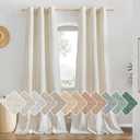 NICETOWN Natural Linen Doorway Curtains 80 inches Long, Grommet Thick Linen Weave Semi Sheer Window Treatments Privacy Assured with Light Filtering for Bedroom/Side Door, W34 x L80