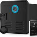 RV Tankless Water Heater, 55,000 BTU Propane RV Water Heater, 2.9 GPM Instant RV Water Heater with Front Water Outlet, 15 x 15 inches Black Door and Remote Controller, 9800 Ft DC 12V