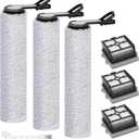 Roller Brush and Filters Replacement Parts for Tineco Floor One Stretch S6/S7 Stretch Ultra/Switch S6 Cordless Wet Dry Vacuum Cleaner- 3 Roller Brushes + 3 HEPA Filters + 1 Cleaning Brush