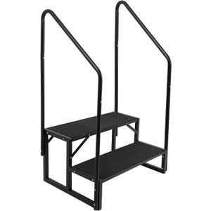 RV Steps w/Dual Handrails, 2 Step Spa Hot Tub Steps with Anti-Slip Pedals, 400lbs Load Capacity, Universal Portable Mobile Home Stairs Steps for 5th Wheel RV, Spa, Porch, Pool, Travel Trailers