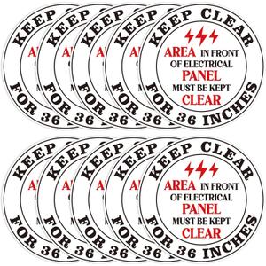 10 Pcs Area in Front of Electrical Panel Must Be Kept Clear Sticker, 17 x 17 inch