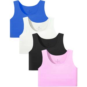 Sascina Girl Bras 10-12 Years Old Seamless First Bra Girls Sports Bras Longline Crop Bra - No Pads, Chest Double Lined