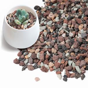 2.5lbs Mix Horticultural Lava Rock for Plants, 1/5 Inch Potting Soil Amendment for Succulents, Cactus & Bonsai, Decorative Volcanic Gravel for Terrarium, Drainage Gritty Rock, Top Dressing (Multi)