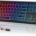 Wireless Keyboard and Mouse Combo, RGB Backlit, Rechargeable & Light Up Letters, FullSize, Soft Typing, Sleep Mode, 2.4GHz Quiet Keyboard Set for Mac, Windows, Laptop, PC, Trueque (Black)