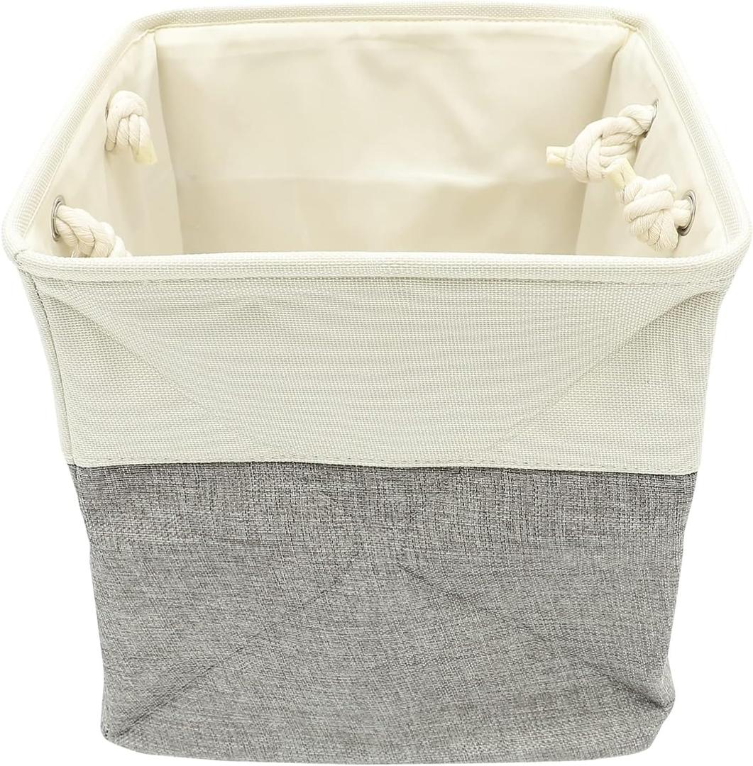 Storage Basket Extra Large Baskets for Organizing Grey Rectangle Laundry Basket Linen Fabric Bins Set of 2 Clothes Baskets for Closet Shelves Hallway Bedroom Toy Organizer 17x12x15 In