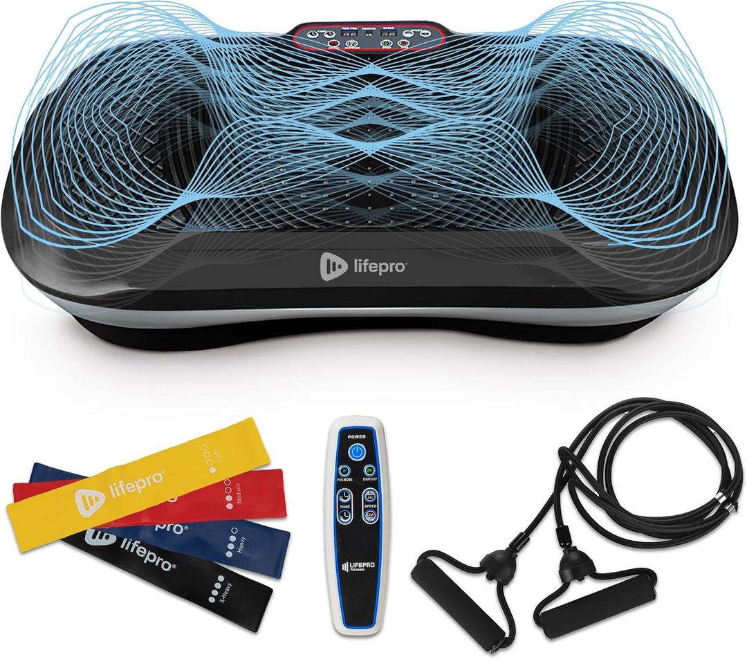 Lifepro Waver Vibration Plate Exercise Machine  High-Intensity Vibration for Muscle Activation, Full-Body Workout Vibrating Platform with Loop Bands, Fitness Equipment for Strength Toning & Fat Loss (Black)