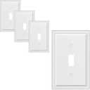 4-Pack Single Toggle Light Switch Cover Plate, Pearls Decorative Switch Plate Covers, Unbreakable Polycarbonate, Pure White 1 Gang Wall Plate, Corrosion Resistant