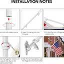 Yeesun Flag Pole,6FT American Flag Pole & Bracket-Flagpoles for 3 x 5 Flags Holder for House Porch & Outdoor,Tangle Free and Wall Mount Flag Pole Kit (Without Flag, White)
