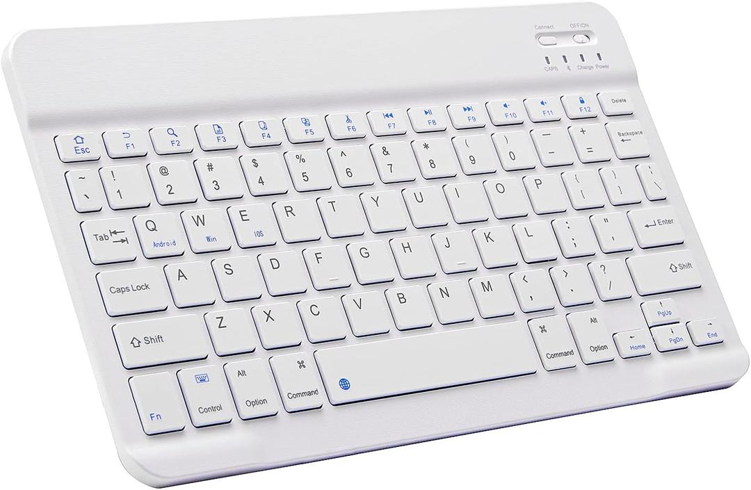 UltraSlim Bluetooth Keyboard Portable Mini Wireless Keyboard Rechargeable for Apple iPad iPhone Samsung Tablet Phone Smartphone iPadOS iOS Android (10 inch White)