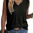 EVALESS Sweater Vest Women V Neck Knit Sleeveless Tunic Tank Tops Casual Pullover Sweater Spring Trendy 2026 Outfits, Medium