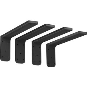 4 Pack L14 x H 6" x W 2.5" 10mm Thick Countertop Support Brackets, Heavy Duty Countertop Hidden Bracket L Shelf Bracket Metal Corbels for Countertops Frosted Black