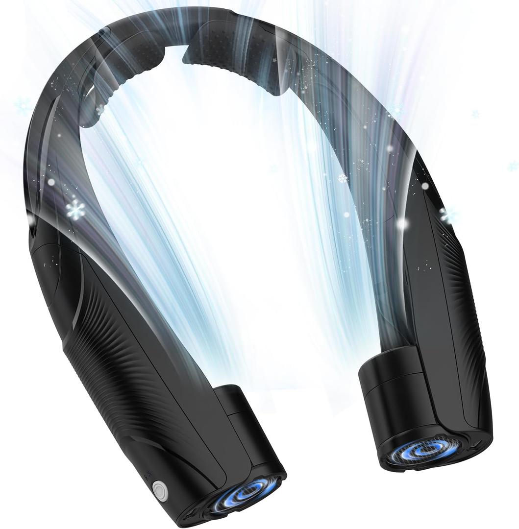 Neck Fan, 6000mAh USB Rechargeable Hands Free Personal Fan, 6 Speeds Adjustable Portable Neck Fans, Faster Cooling Wearable Fan, Ultra Quiet for Outdoor, Travel, Home, Office - Black