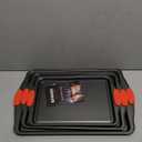 Baking Pan Set  3 Piece Cookie Sheet  Deluxe Black Non-Stick Carbon Steel  Silicone Handles  Commercial Grade Restaurant Quality  PFOA PFOS and PTFE Free by Bakken