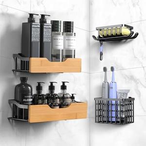 GYJZIFW Adhesive Shower Caddy Set of 4, Bathroom Shower Shelves with Soap Dish, Toothbrush Holder for Bathroom Organization GYJZIFW Adhesive Shower Caddy Set of 4, Bathroom Shower Shelves with Soap Dish, Toothbrush Holder for Bathroom Organization