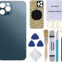 OEM Rear Back Glass Replacement (Pacific Blue) Compatible with iPhone 12 pro max 6.7 inches All Carriers with Pre-Installed Adhesive and Repairing Tool Kits