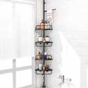 ADOVEL 4 Layer Corner Shower Caddy, Stainless Steel Constant Tension Pole Shower Organizer, Adjustable Corner Shower Shelf, Rustproof 3.3 to 9.8 ft (Black)