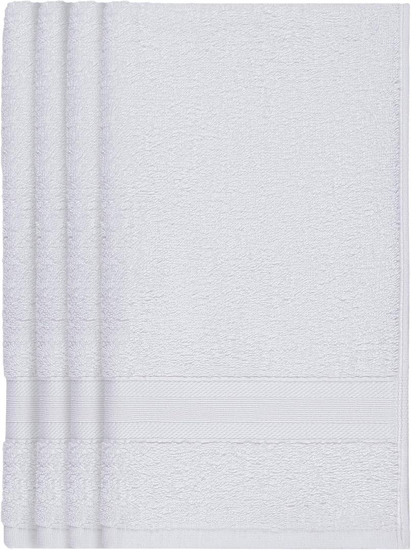 Quick-Dry, Soft & High Absorbent Fingertip Towels for Bathroom Cotton Soft Feel Fingertip Towels 11"x17" | Daily Use 100% Cotton Towels for Bathroom, Gym & More | (4 Pcs, White)