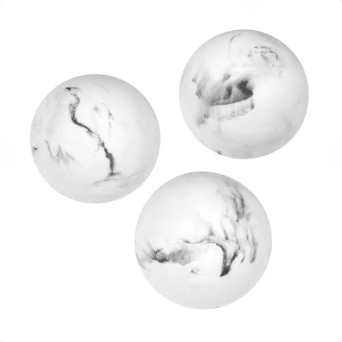 Creative Scents White Marble Look 2.75” Small Decorative Balls for Bowls – Set of 3 Decorative Orbs Spheres for Coffee Table Centerpiece, Dining Table, Living Room - Modern Bowl Fillers for Home Décor