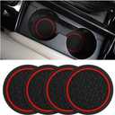 Mandark 4PCS Car Cup Holder Coasters, 2.75 Inch Non-Slip Insert Water Bottle Holder Pads, Dustproof Automotive Interior Accessories Mat, Universal for Vehicles, Trucks, RVs and MoreBlack/Red