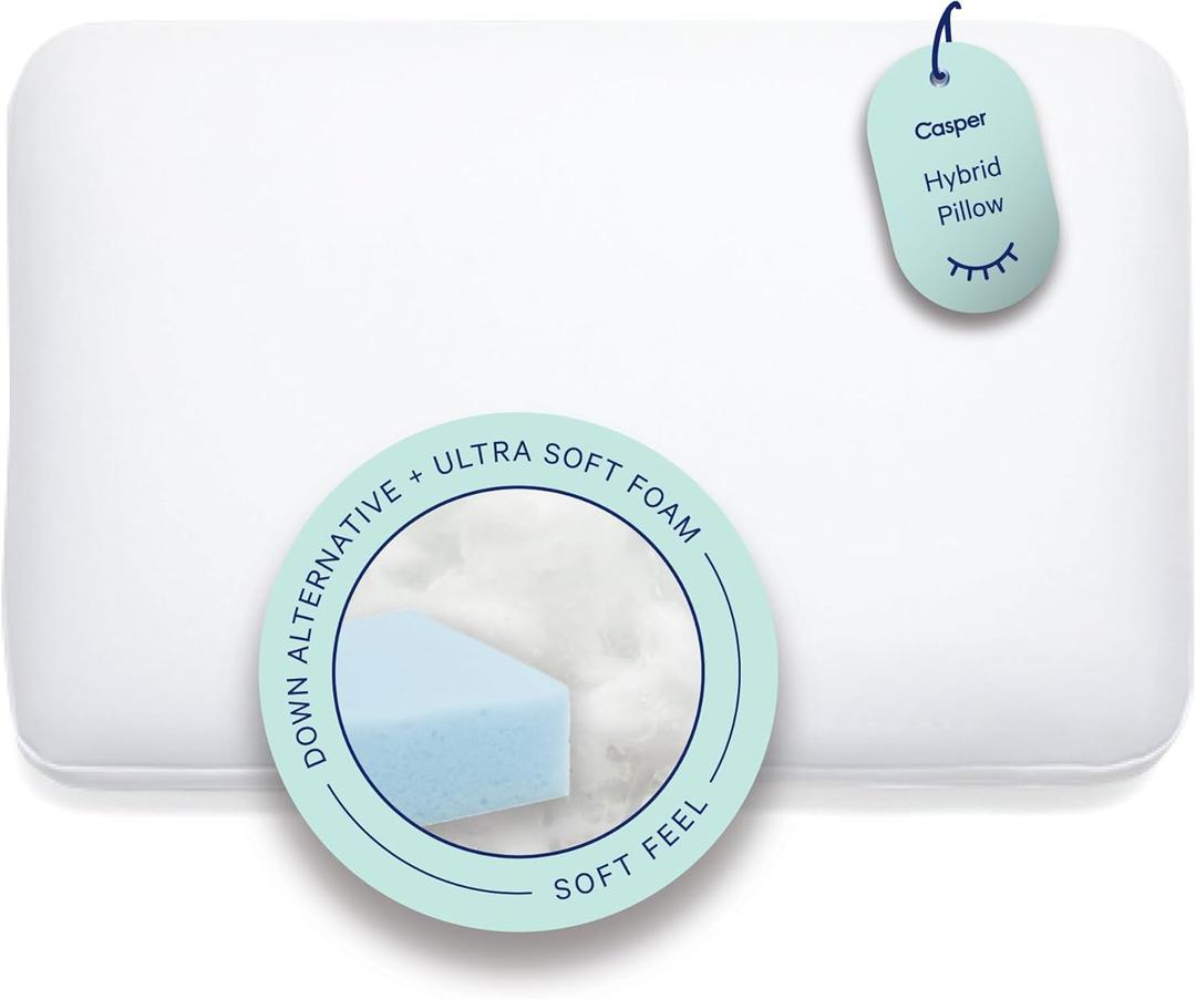 Casper Hybrid Pillow for Sleeping, Standard, White (Standard)