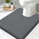 Smiry Memory Foam Toilet Rugs U-Shaped 24x20, Extra Soft Absorbent Non-Slip Contour Bathroom Rugs, Machine Washable Bath Mats for Toilet, Dark Grey