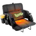 Yazzropt Dual-Zone Heated Stadium Seats with Back Support, 3 Heat Settings Bleacher Seat, Extra Thick Padded Cushion, 6 Adjustable Angle, Lumbar Pillow & Cup Holder, Stadium Chair for Sports Events