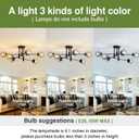 6-Lights Glass Globe Sputnik Chandelier Modern Flush Mount Ceiling Light Fixture Black Farmhouse Lighting for Dining Room Living Room Bedroom Kitchen Passageway.
