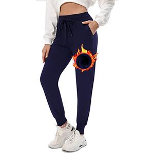 FULLSOFT Fleece Lined Sweatpants for Women-Thermal Athletic Joggers with Pockets Yoga Pants for Running Winter(Navy Blue,Medium)
