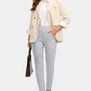 Rammus Womens High Waist Dress Pants with Pockets Business Casual Work Pants for Women Stretchy Skinny Slacks for Office (Gray, XL)