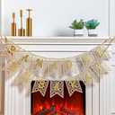 SmoothNovelty 2 Pcs Eid Ramadan Mubarak Banner Wooden Ramadan Mubarak Decoration Rustic Bead Decorations Banner Muslim Party Decor Supplies for Home Fireplace Indoor Outdoor(Gold Letter)
