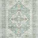 8x10 Area Rugs for Living Room, Stain Resistant Neutral Washable Rugs for Dining Room, Floral Vintage Non-Slip Thin Large Size Area Rug Green