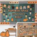 Honoson Fall Thanksgiving Coffee Bulletin Board Decorations Set Coffee Cup Bulletin Board Classroom Decoration Autumn Pumpkin Spice Paper Cutouts for Thanksgiving Fall Party Blackboard Wall Decor