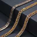 PEARLY JUN 3 Yards 3 Rows Champagne Rhinestone Chain Bling Crystal Trips Diamond Applique Silver Fringe Trim for Crafts Dress Applique Clothing Sewing Mystic Topaz Embellishments
