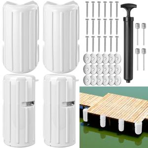 DaisyInner 4 Pcs Boat Dock Bumpers Set Fender Corner and Straight Bumpers Inflatable Corner Boat Fenders with Pump and Mounting Hardware for Corner-Edge Side Marine Bumper Buoy Pontoon (White)