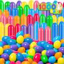 VOpitos Plastic Easter Eggs, 2.4'' Bulk 42 PCS Easter Eggs with 8 Golden Eggs, Hinged Empty Fillable Eggs for Easter Egg Hunt, Basket Stuffers Fillers, Easter Party Favor for Kids