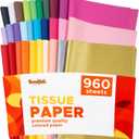 960 Sheets Colored Tissue Paper Bulk, 14"x10", 30 Vibrant Colors - Include Gold Silver - Acid Free Wrapping Tissue Paper for Gift Bags Art Crafts, Party Decors for Valentine, Birthday, Wedding, Xtmas
