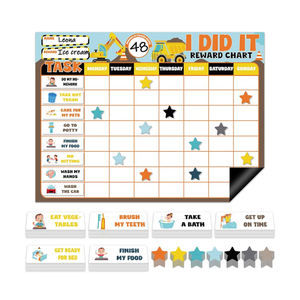 Magnetic Reward Chart for Kids at Home Construction Theme I Did It Motivate Behavior Reward Chart System Magnetic Behavior Tracker Incentive Chore Pad to Develop Responsibility and Good Habits