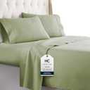 HC COLLECTION Bed Sheets Set Queen with 2 Pillowcases, Hotel Luxury Platinum 1800 Series Brushed Microfiber Deep Pocket Fitted Sheet, Fade Resistant Ultra Soft 4 Pcs Bedding for Hot Sleepers, Sage