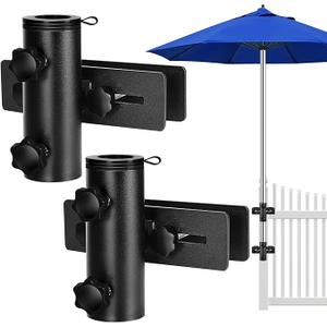 Lalafancy Umbrella Base for Deck Railing, Adjustable Deck Umbrella Mount Bracket Patio Umbrella Holder Outdoor Umbrella Stand Clamp Clip on Fences, Courtyard, Balcony, Porch