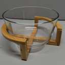 Cabilock Versatile 10 Oz Glass Salad Bowl with Bamboo Base - Heat Resistant Serving Bowl for Fruits, Snacks, and Desserts - Microwave Safe, Dishwasher Safe (7.08 X 5.90 X 3.14 Inch)