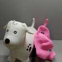 2 Pack Bouncy Animal Dog Hopper Inflatable Bouncing Horse Hopper Toys Jumping Ride on Hopping Bounce with Pump Rubber Bouncing Animal Gift for Boys Girls(White, Pink,Classic Style)
