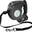 JEBBLAS Dog Retractable Leashes with Flashlight and Waste Bag Dispenser 3 in 1 Automatic 15ft Dog Walking Leash with Anti-Slip Handle Black