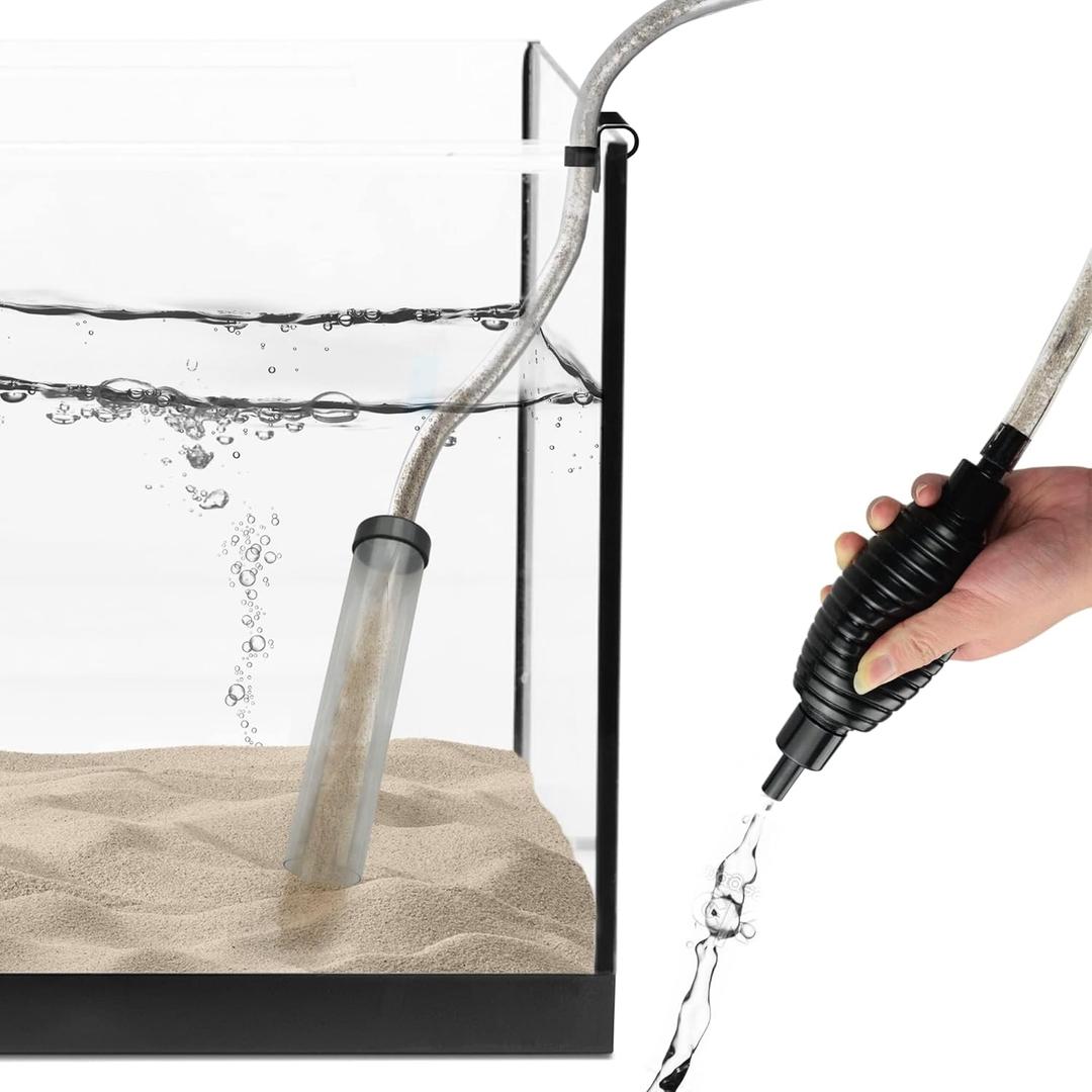 SunGrow Aquarium Gravel Cleaner Siphon Vacuum, Manual Operation Water Changer Kit, Includes Hose and Priming Bulb for Fish Tank Cleaning (Black, Gravel & Sand Cleaner)