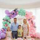 Pink Purple Mint Green Balloon Arch Kit Double Stuffed Pastel Balloons with Gold Butterflies for Baby Shower, Girl Birthday, Butterfly Theme, Baby in Bloom, Spring or Garden Party Decor
